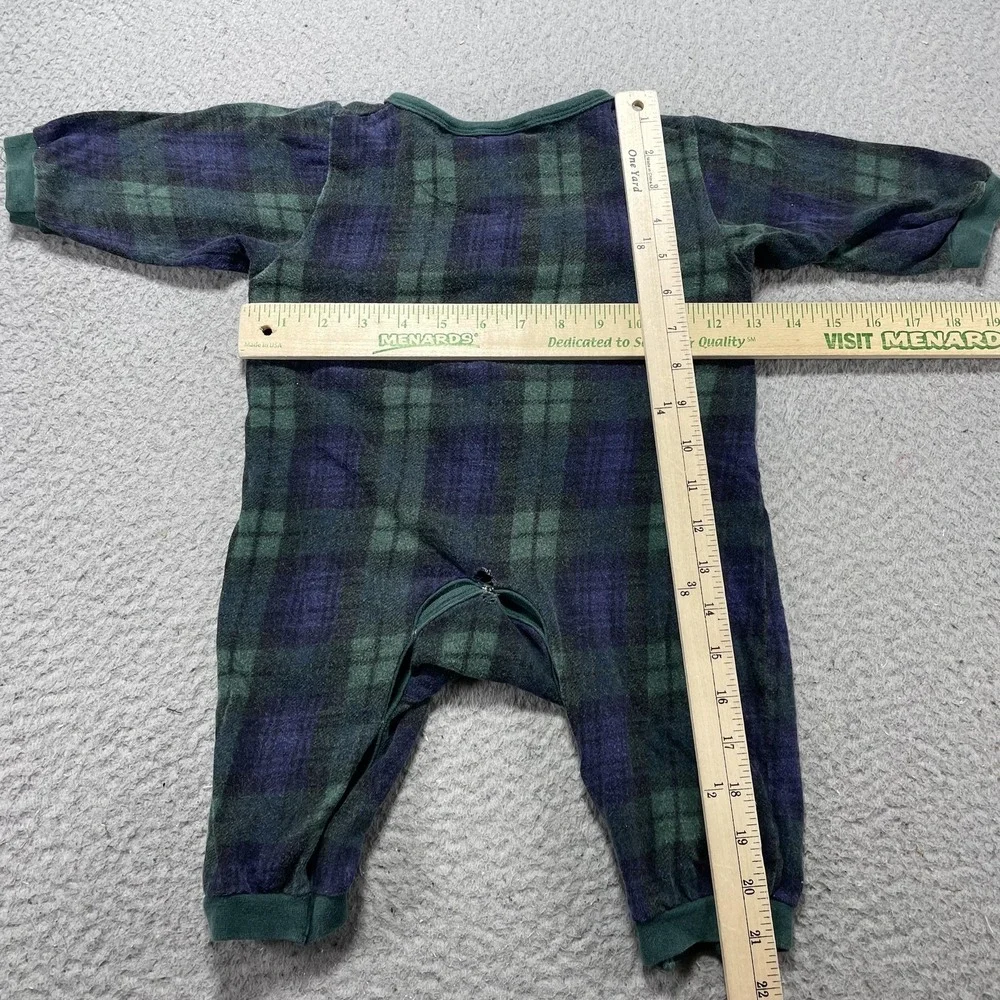 Disney Store Coverall Infant Boys 12M Green Plaid Pooh Tigger Eeyore Flannel VTG
